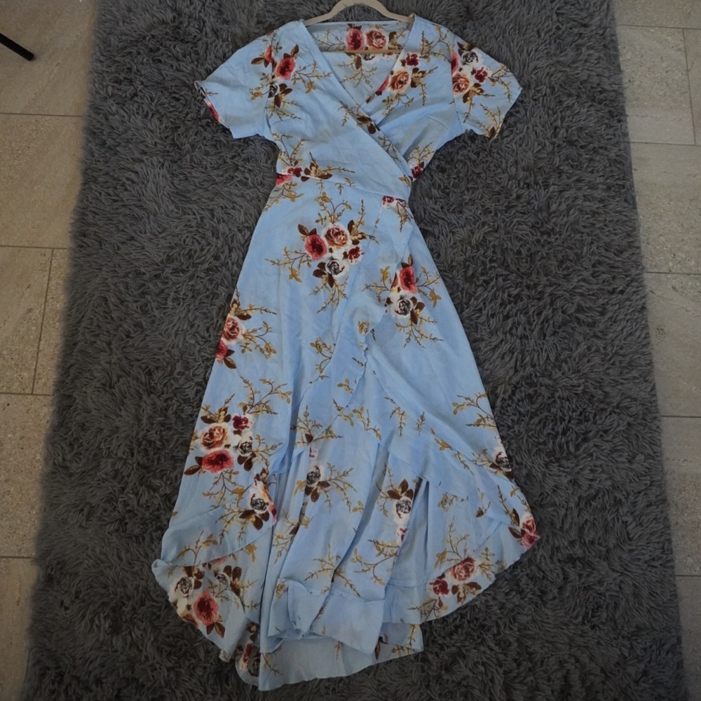 Floral Short Sleeve Wrap Dress